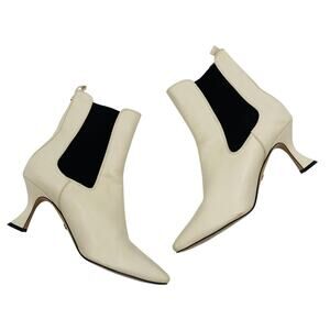 Sam Edelman ivory leather chelsea kitten heel boots